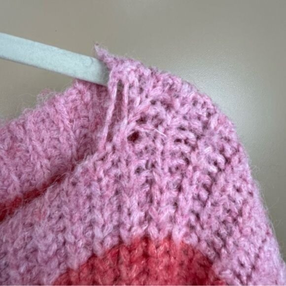 POL Pastel Pink Chunky Rainbow Cake Striped Oversized Sweater Small - Picture 8 of 16